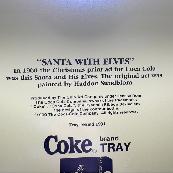 Coca-Cola Tray “Santa with Elves” | 1991 Repro of 1960 Sundblom Art | Vtg Coke - Picture 7 of 8